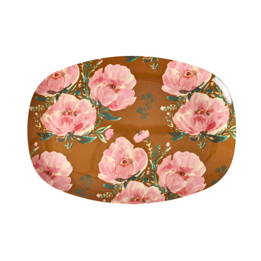RICE Rechteckiger Melamin Teller Floral Fiesta Rose online kaufen bei SKANDEKO
