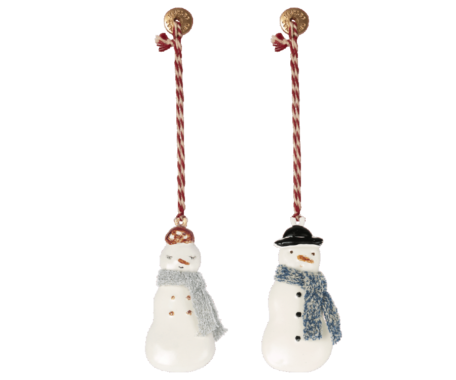 2er Set Metallornament Schneemann