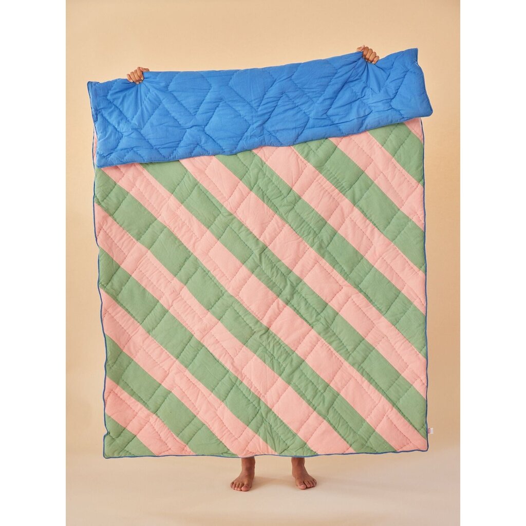 RICE Baumwoll Decke Quilt gestreift Pink/Green, Blau Preview Image