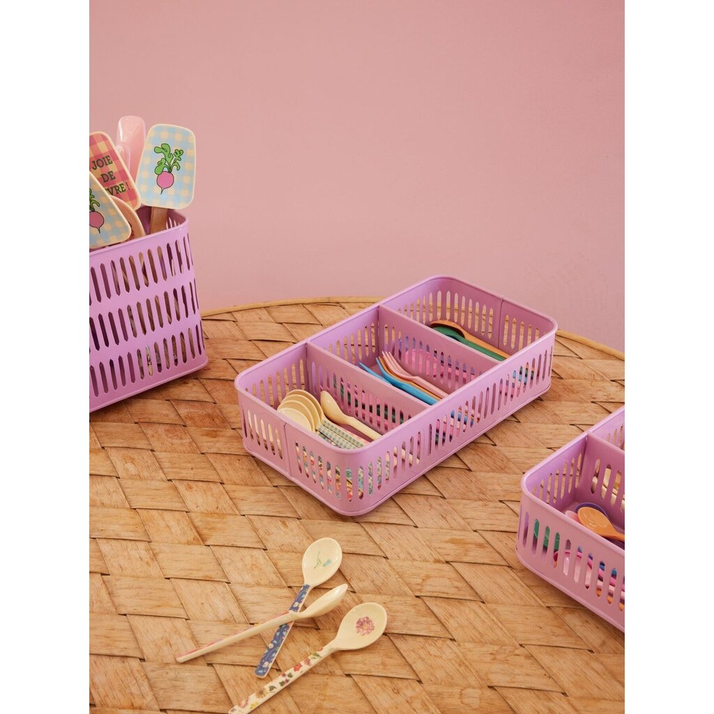 Besteck Korb aus Metall, pink
