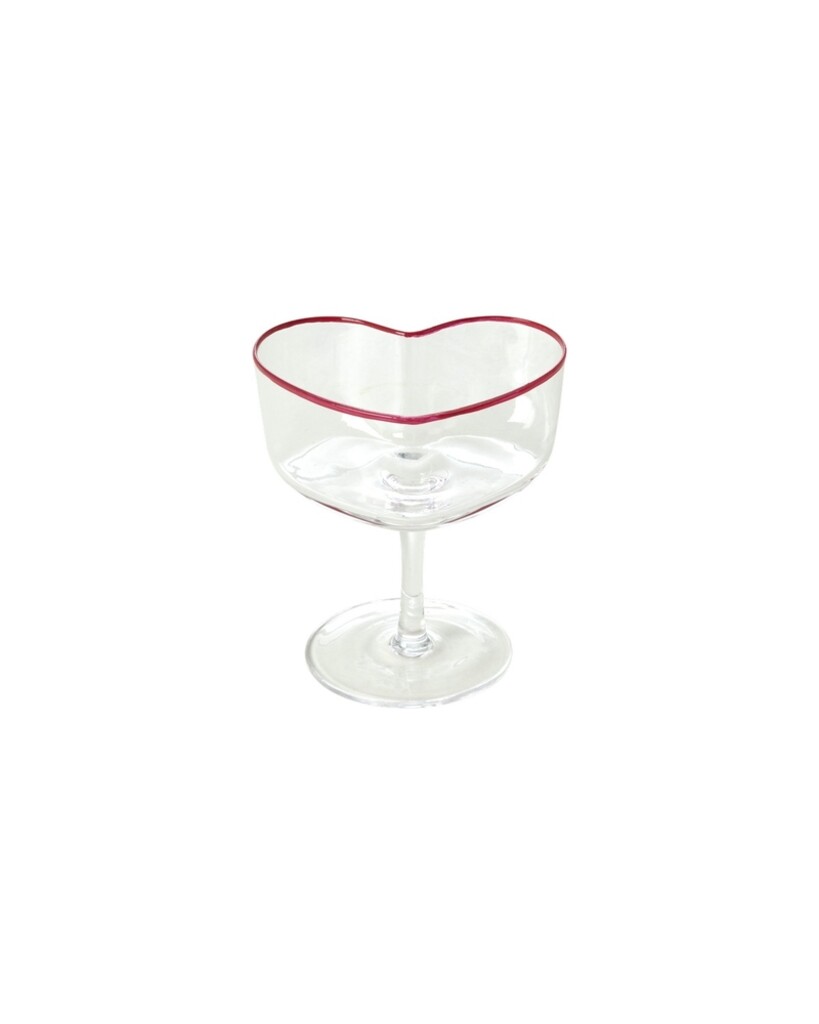 RICE Herz Champagner Coupe Glas mit rotem Rand online kaufen bei SKANDEKO