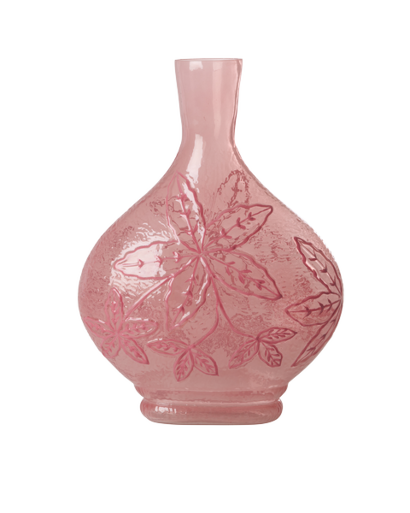 RICE Glas Vase mit geprägtem Blumenmuster in Pink online kaufen bei SKANDEKO