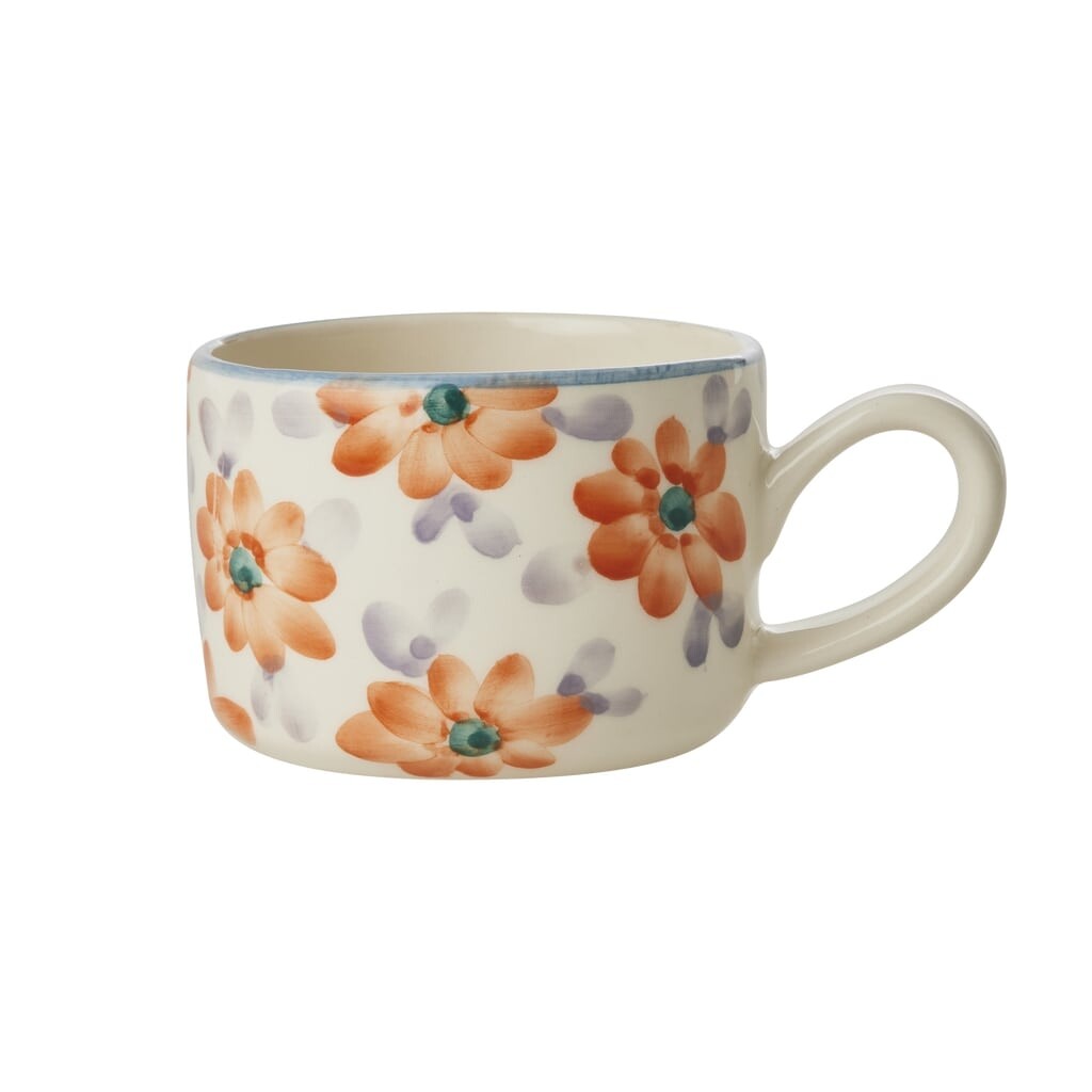 RICE Keramik Cappuccino Tasse Blumen Orange Preview Image