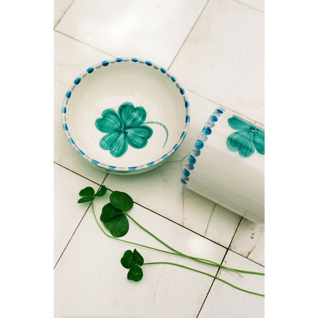 Keramik Schale mit Handgemaltem Glücksklee