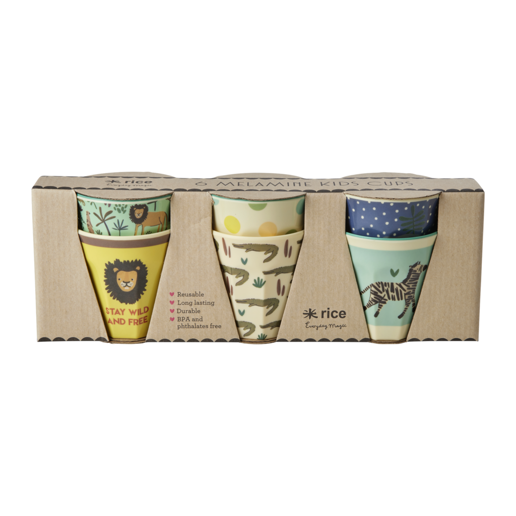 Kleine Melamin Kinder Becher Jungle Animals 6er Pack