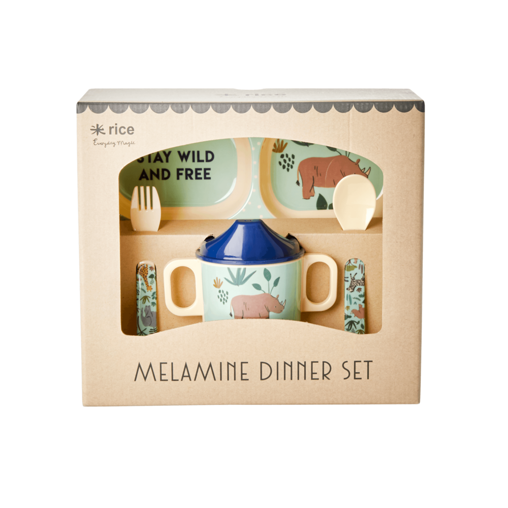 RICE Melamin Baby Dinner Set Jungle Animals Preview Image