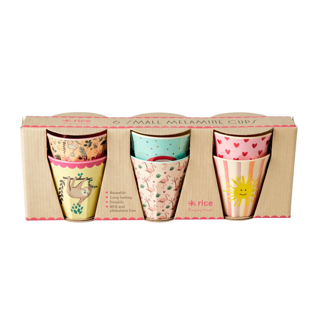 Melamin Becher 6er-Set Funky Prints Pink