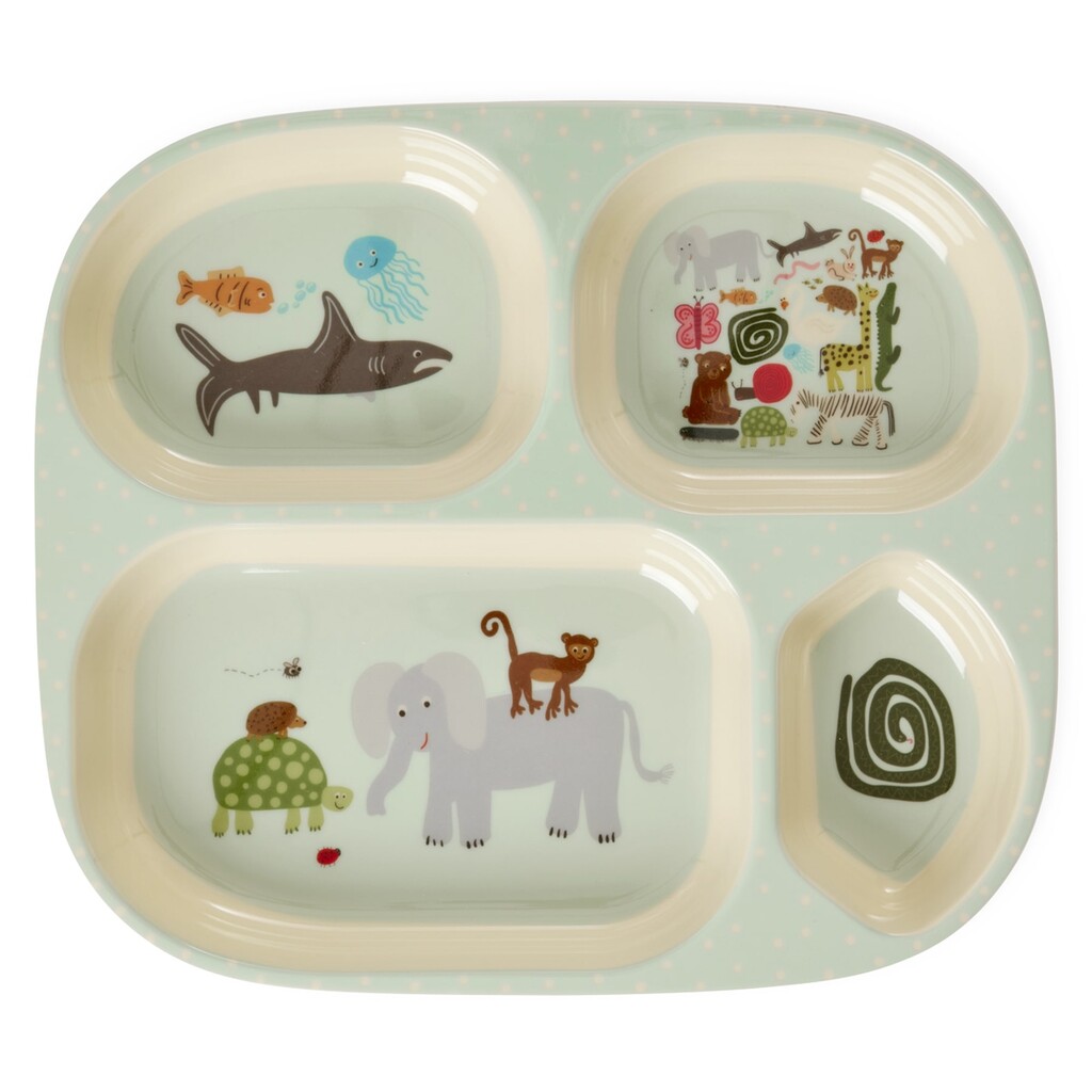 Melamin Kinderteller mit 4 Einteilungen Wildlife Print