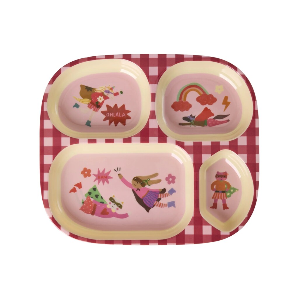 Melamin Kinderteller mit 4er Einteilung Hero