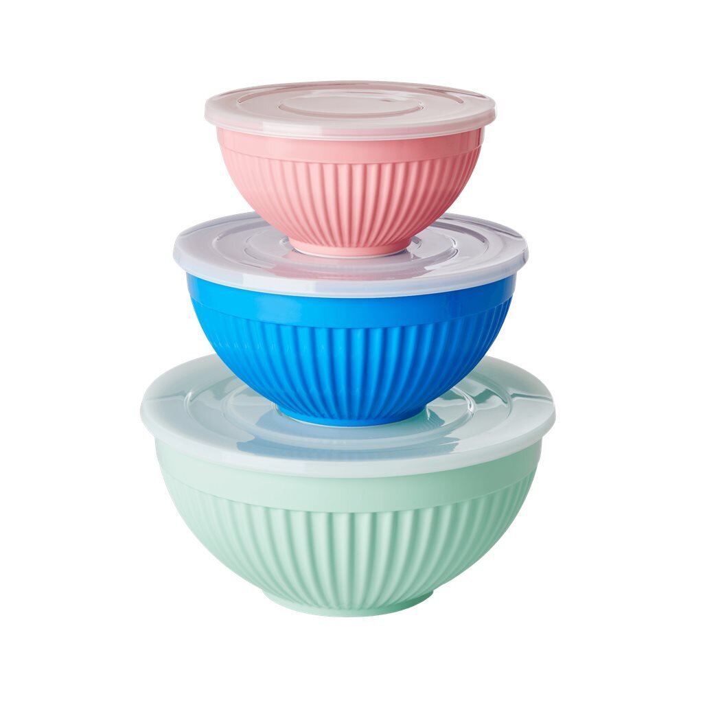 2friends Schüssel Set 3-teilig Quadratisch - Kunststoff Schüsseln Dunkelblau, Weiß, Grau