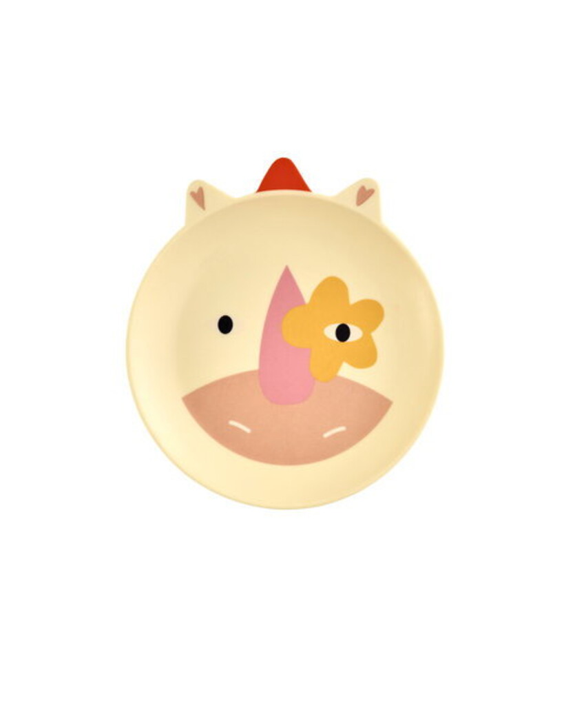 RICE Melamin Kinderteller mit Tiermotiv Matt