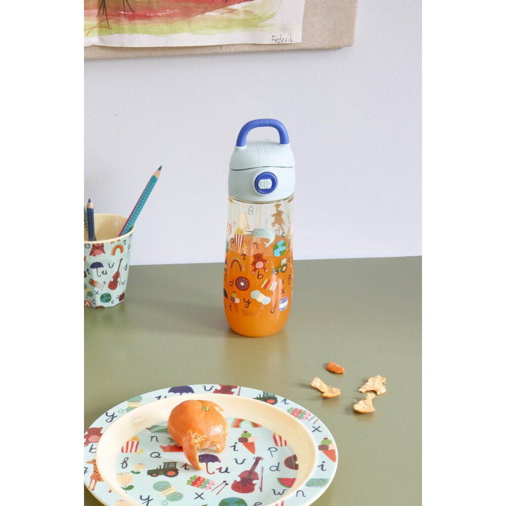RICE Kinder Trinkflasche ABC-Print – Bunt, Robust & Skandinavisch für unterwegs