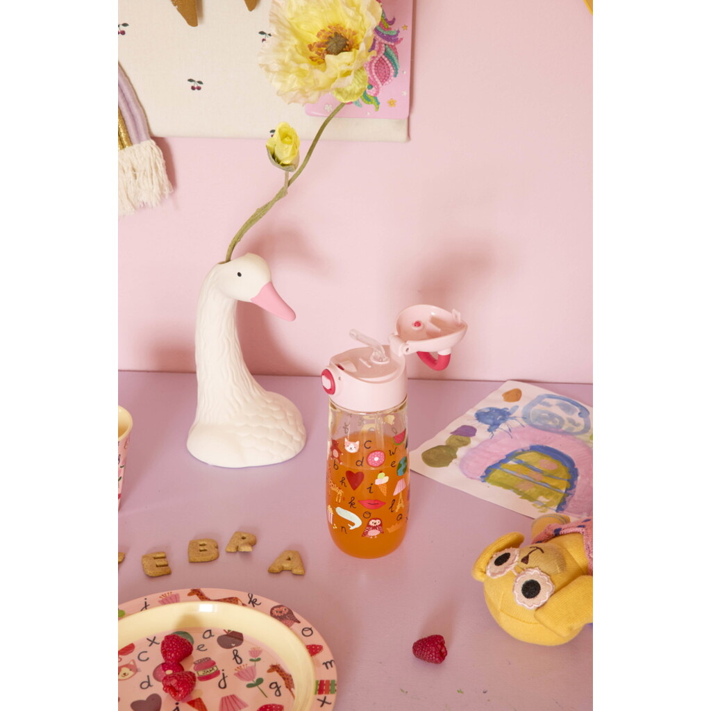 RICE Kinder Trinkflasche ABC-Print – Bunt, Robust & Skandinavisch für unterwegs
