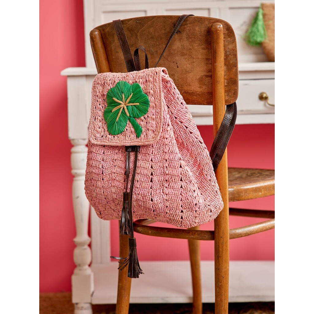 Raffia Rucksack Kleeblatt