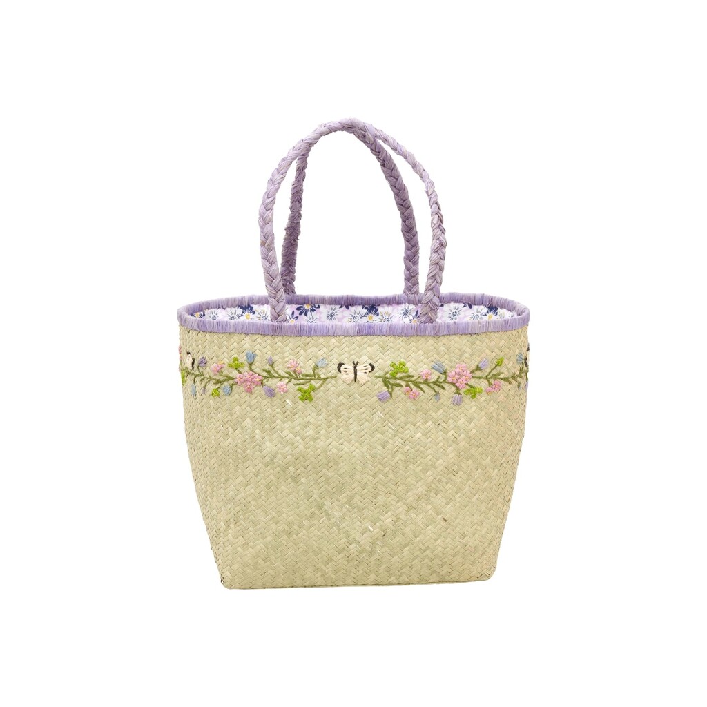 RICE Raffia Tasche Blumen Schmetterlings Muster Preview Image