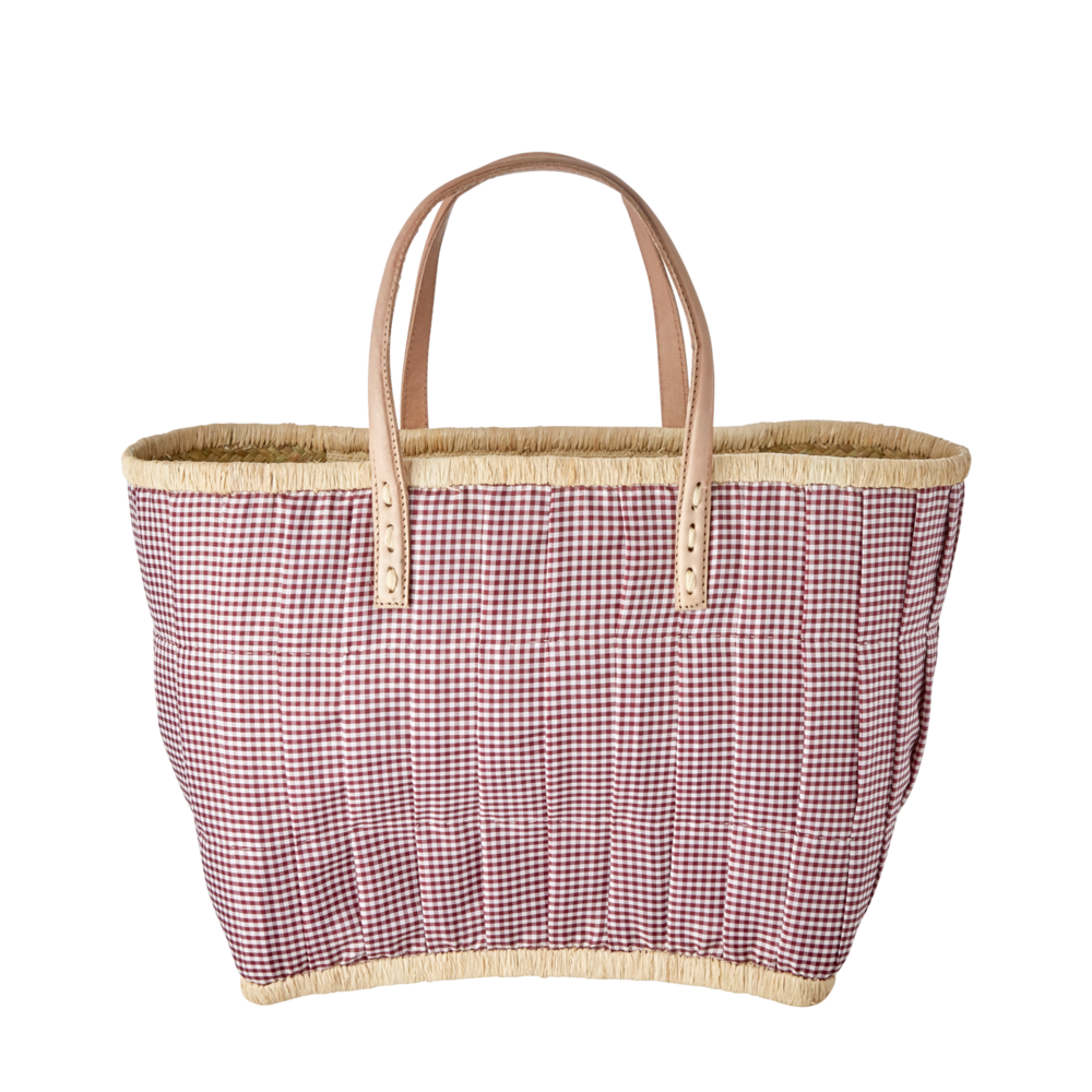 RICE Raffia Tasche Bordeaux