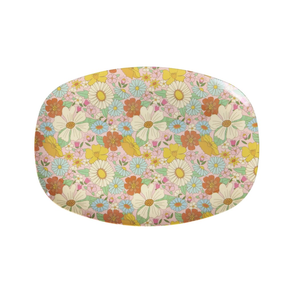 RICE Rechteckiger Teller aus Melamin Flower Power Preview Image