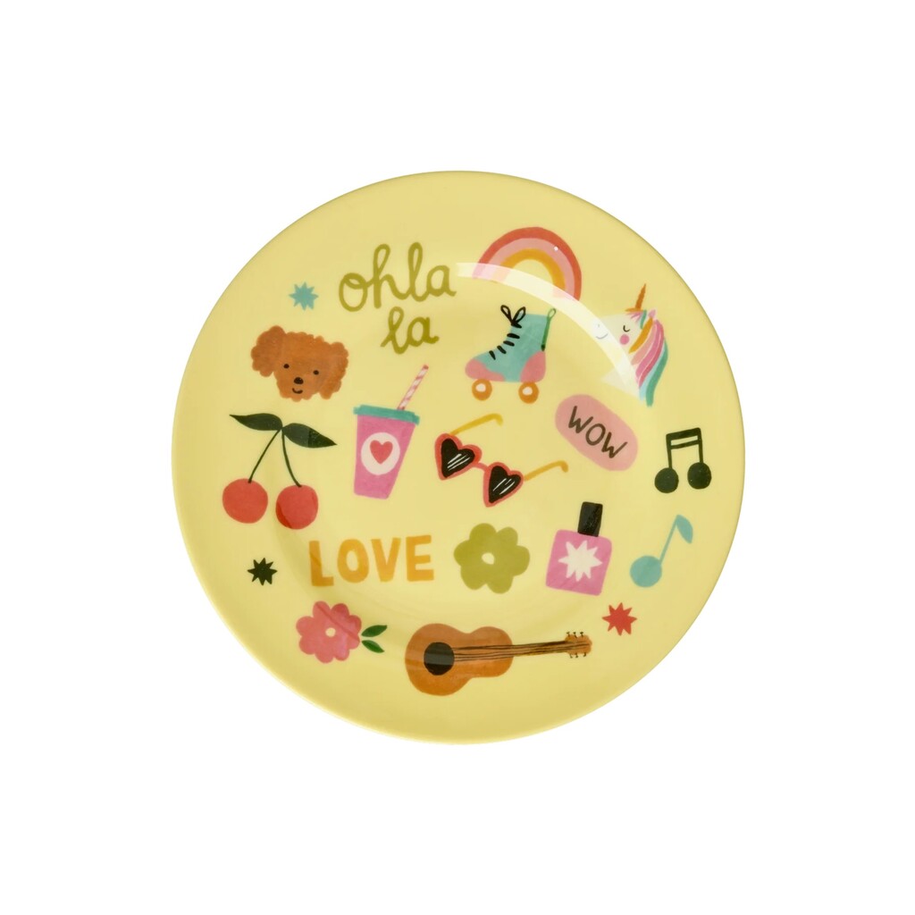 RICE Runder Melamin Kinderteller Unicorn Love Preview Image