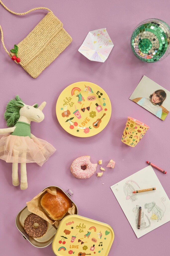 RICE Runder Melamin Kinderteller Unicorn Love Preview Image