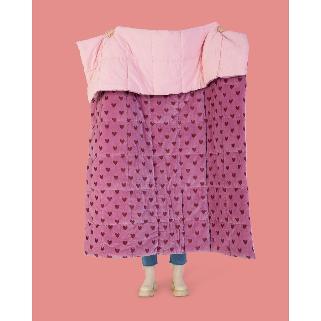 Samt Quilt Purple Hearts