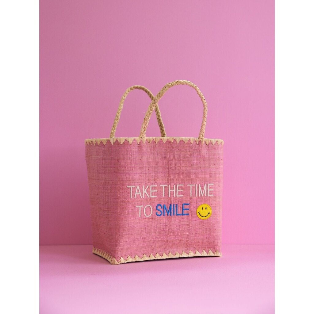 Smiley Bast Tasche TAKE THE TIME TO SMILE