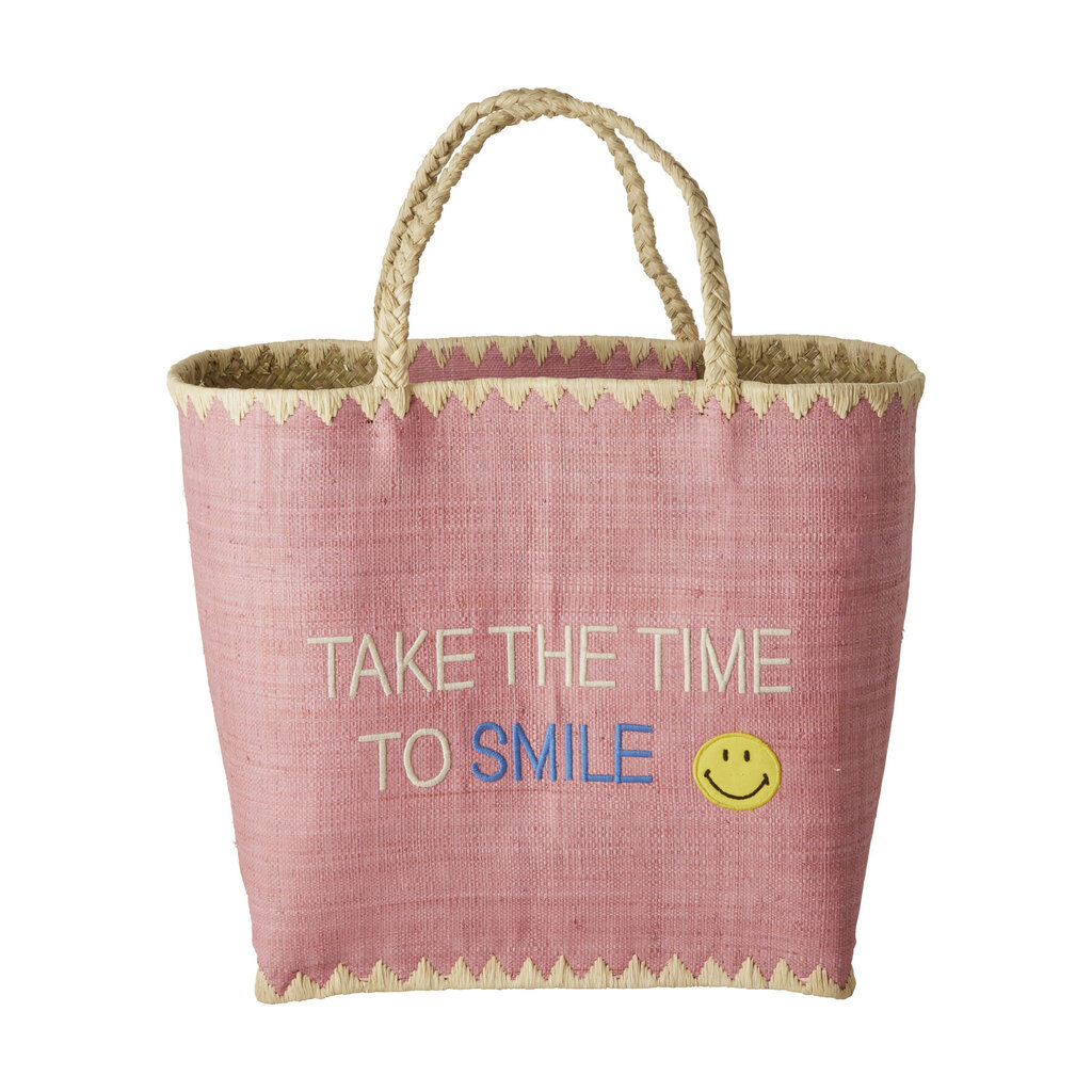 Smiley Bast Tasche TAKE THE TIME TO SMILE