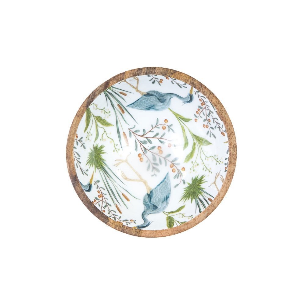 Schüssel aus Mangoholz Blue/White Crane