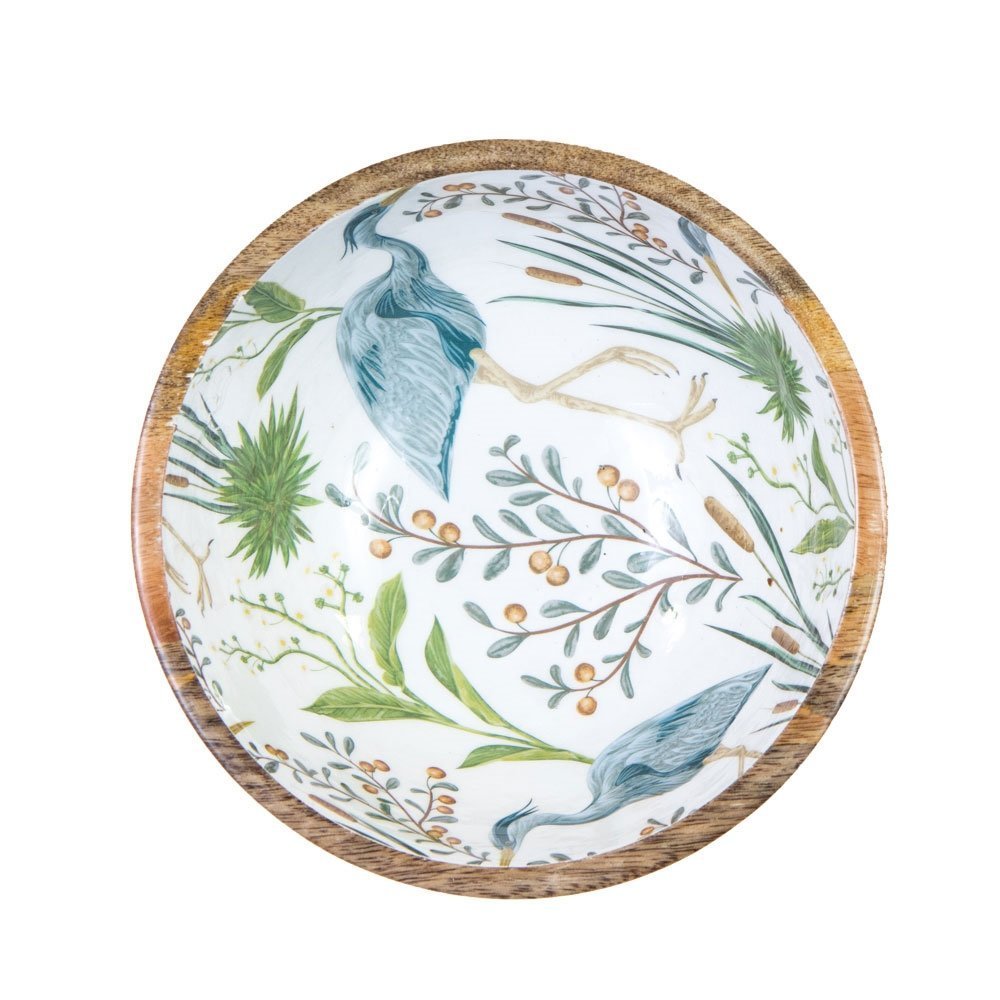 Schüssel aus Mangoholz Blue/White Crane