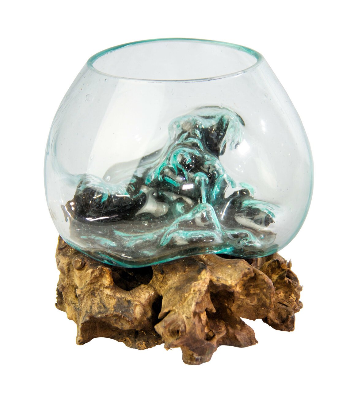 Deko Wurzel mit Glas Vase flach