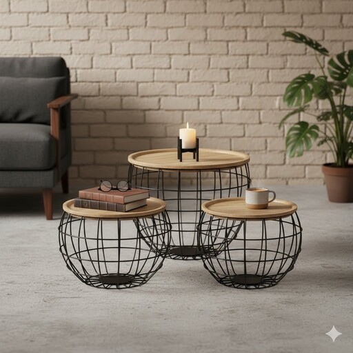 Impressionen zu Boltze 3er Set Tisch Ayris mit Aufbewahrungsmöglichkeit, Bild 1