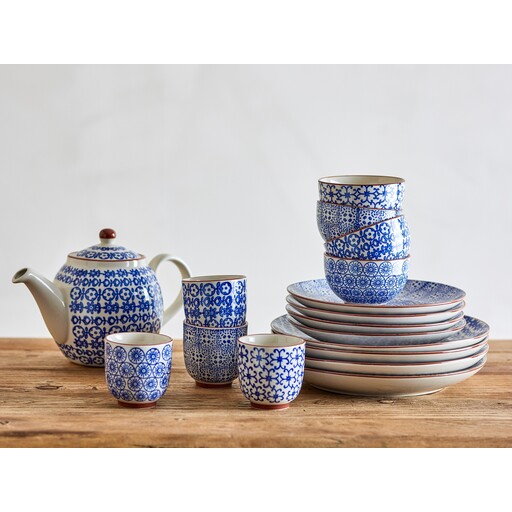 Impressionen zu Bloomingville Karine Speiseteller-Set, Blau - Ø 25 cm - 4er-Set, Bild 2