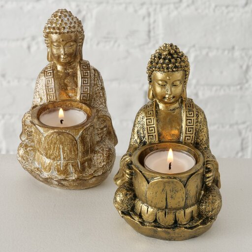 Impressionen zu Boltze Teelichthalter Jarven 2er Buddha, Bild 1