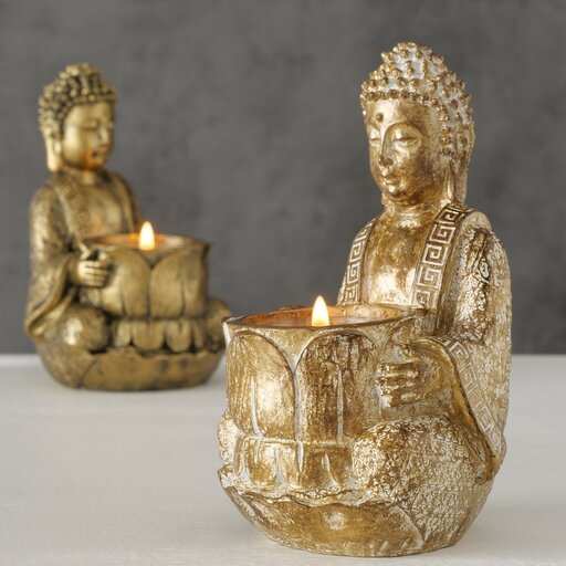 Impressionen zu Boltze Teelichthalter Jarven 2er Buddha, Bild 3