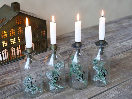 Impressionen zu Chic Antique Adventsflaschen mit Kerzenhalter 4-Set, Bild 1