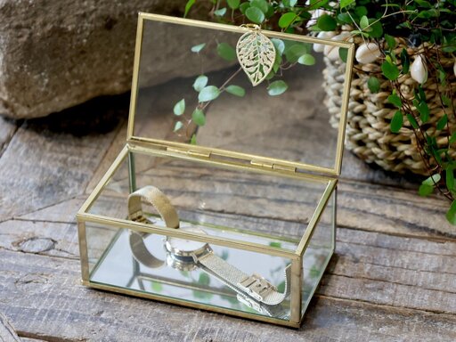 Impressionen zu Chic Antique Box aus Glas mit Blattdekor, Bild 3