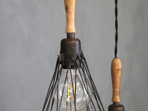Impressionen zu Chic Antique Factory Lampe mit Mangoholz, Bild 1