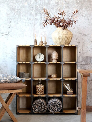 Impressionen zu Chic Antique Fächerregal aus Kiefernholz und Metall, Bild 1