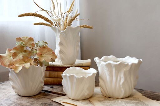Impressionen zu Chic Antique Fayence Blumentopf mit Blätter, Bild 3