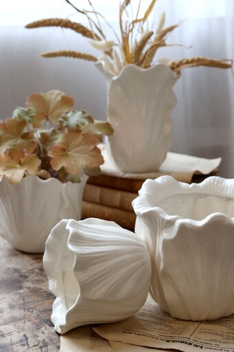 Impressionen zu Chic Antique Fayence Blumentopf mit Blätter, Bild 4