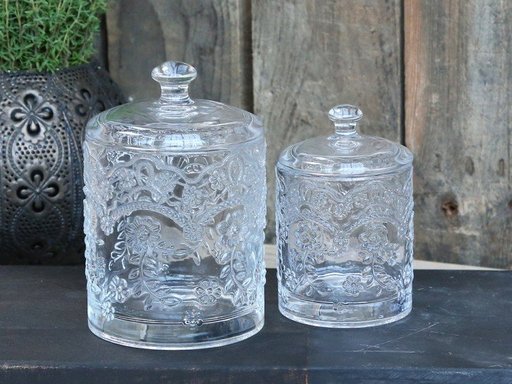 Impressionen zu Chic Antique Glas Behälter mit Muster und Deckel, Bild 1