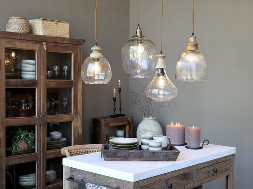Impressionen zu Chic Antique Hängelampe mit Holzzierhülse, Bild 1