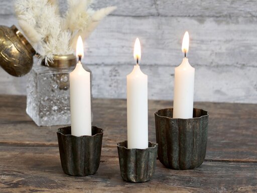 Impressionen zu Chic Antique Kerzenhalter mit Rillen 3er-Set aus Eisen, Bild 1
