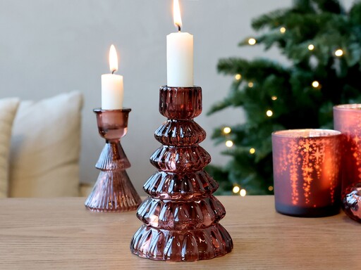 Impressionen zu Chic Antique Kerzenständer aus Glas für Stabkerzen, Bild 2