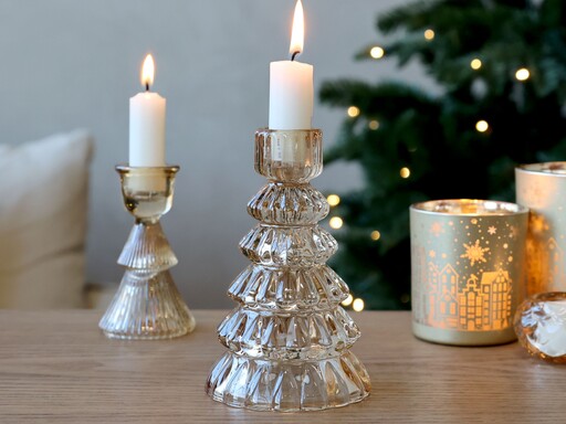 Impressionen zu Chic Antique Kerzenständer aus Glas für Stabkerzen, Bild 4