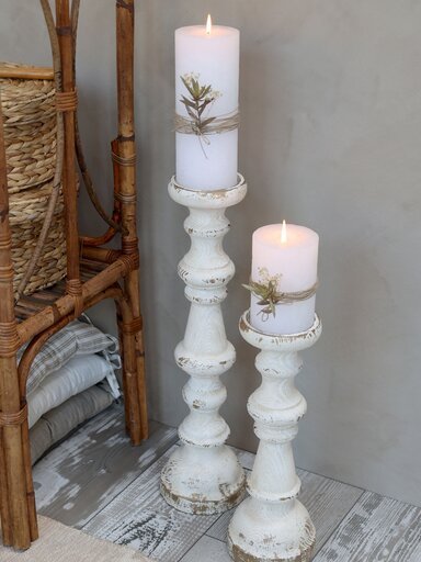 Impressionen zu Chic Antique Kerzenständer für Stumpenkerzen aus Holz, Bild 2