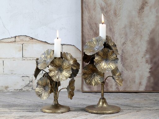 Impressionen zu Chic Antique Kerzenständer mit Gold Blumen, Bild 5