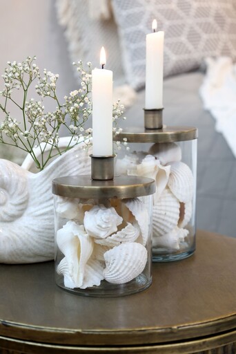 Impressionen zu Chic Antique Kerzenständer mit Halter – Glas & Eisen Antik Messing für Stabkerzen, Bild 5