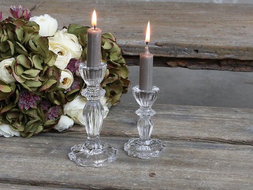 Impressionen zu Chic Antique Kerzenständer aus Glas mit Spitzenkante, Bild 2