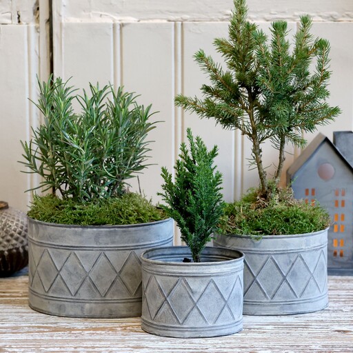 Impressionen zu Chic Antique Metall Übertöpfe mit Muster im 3er Set, Bild 2