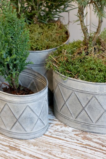 Impressionen zu Chic Antique Metall Übertöpfe mit Muster im 3er Set, Bild 1